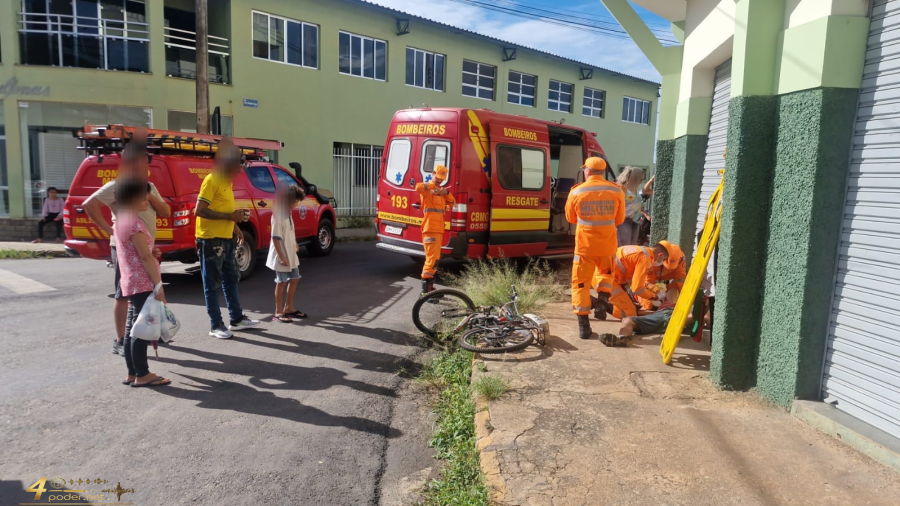 Bombeiros atendem queda de bicicleta motorizada na Avenida Jovino Fernandes Sales