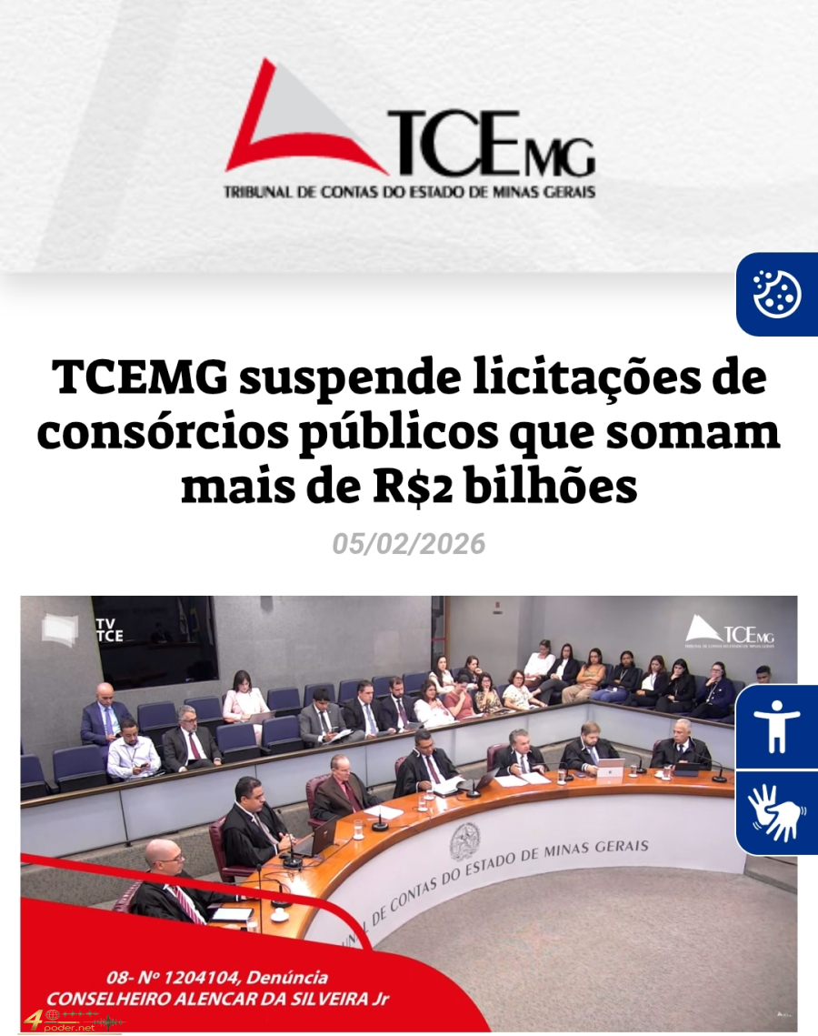 TCE-MG suspende licitações de mais de R$ 2 bilhões e liga sinal vermelho em Alfenas: Prefeitura já apareceu no circuito de 3 dos 8 consórcios.