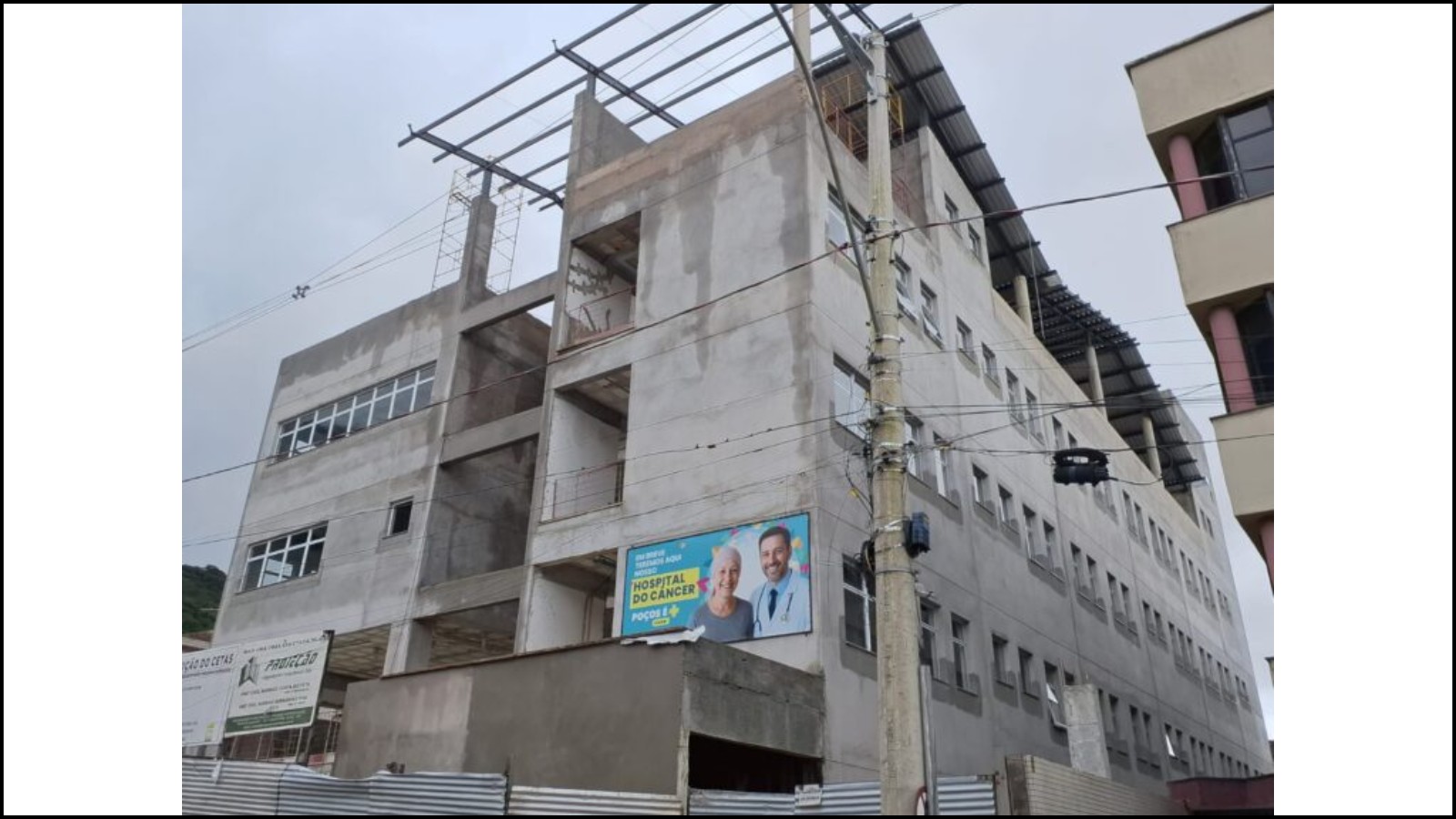 Obras do hospital do câncer “Cetas” em Poços avançam para etapa de cobertura