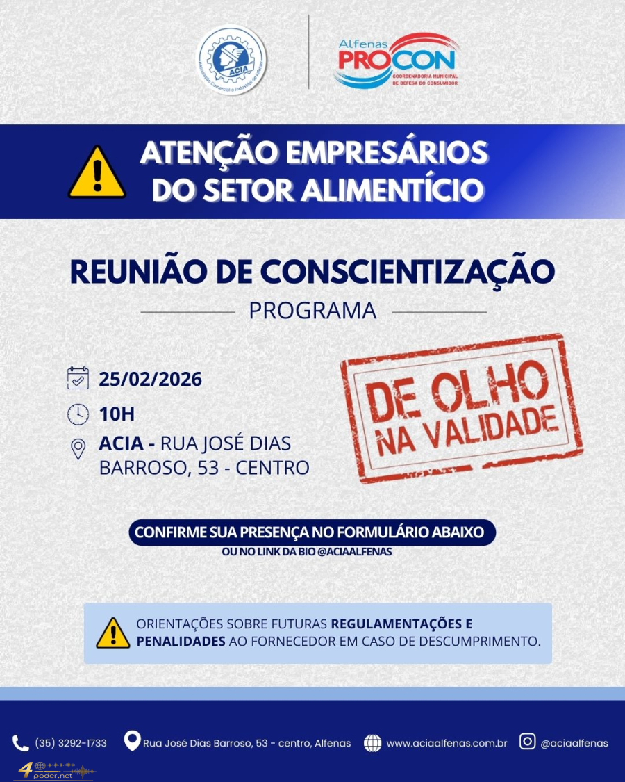 ACIA e PROCON Alfenas Realizarão Reunião de Conscientização sobre Validade de Produtos. 