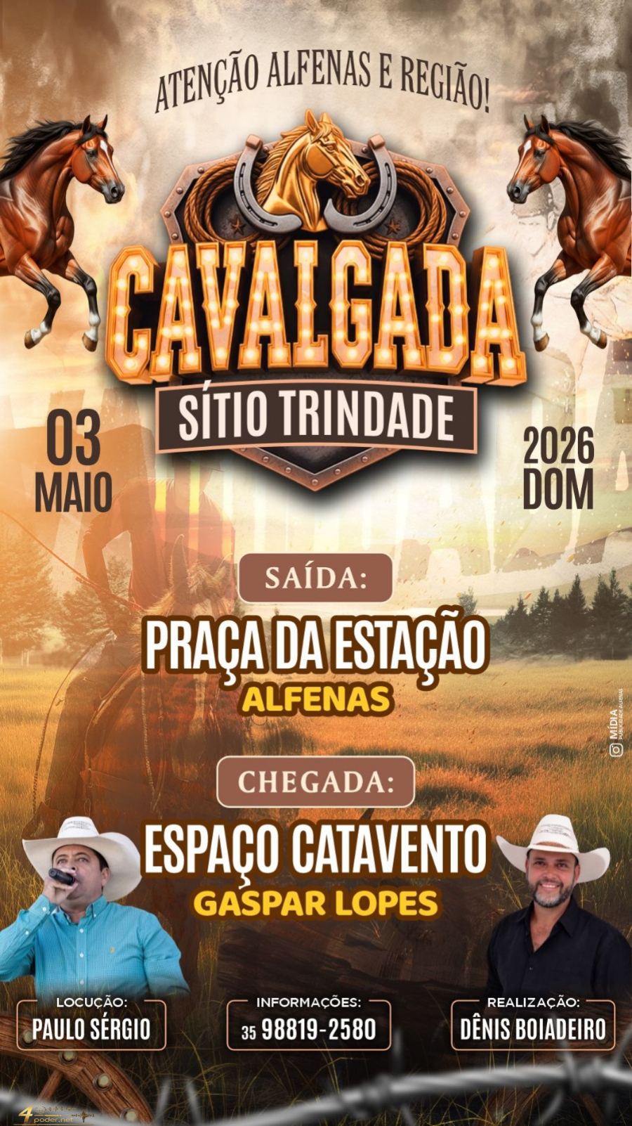 Cavalgada Sítio Trindade movimenta Alfenas e região no dia 3 de maio