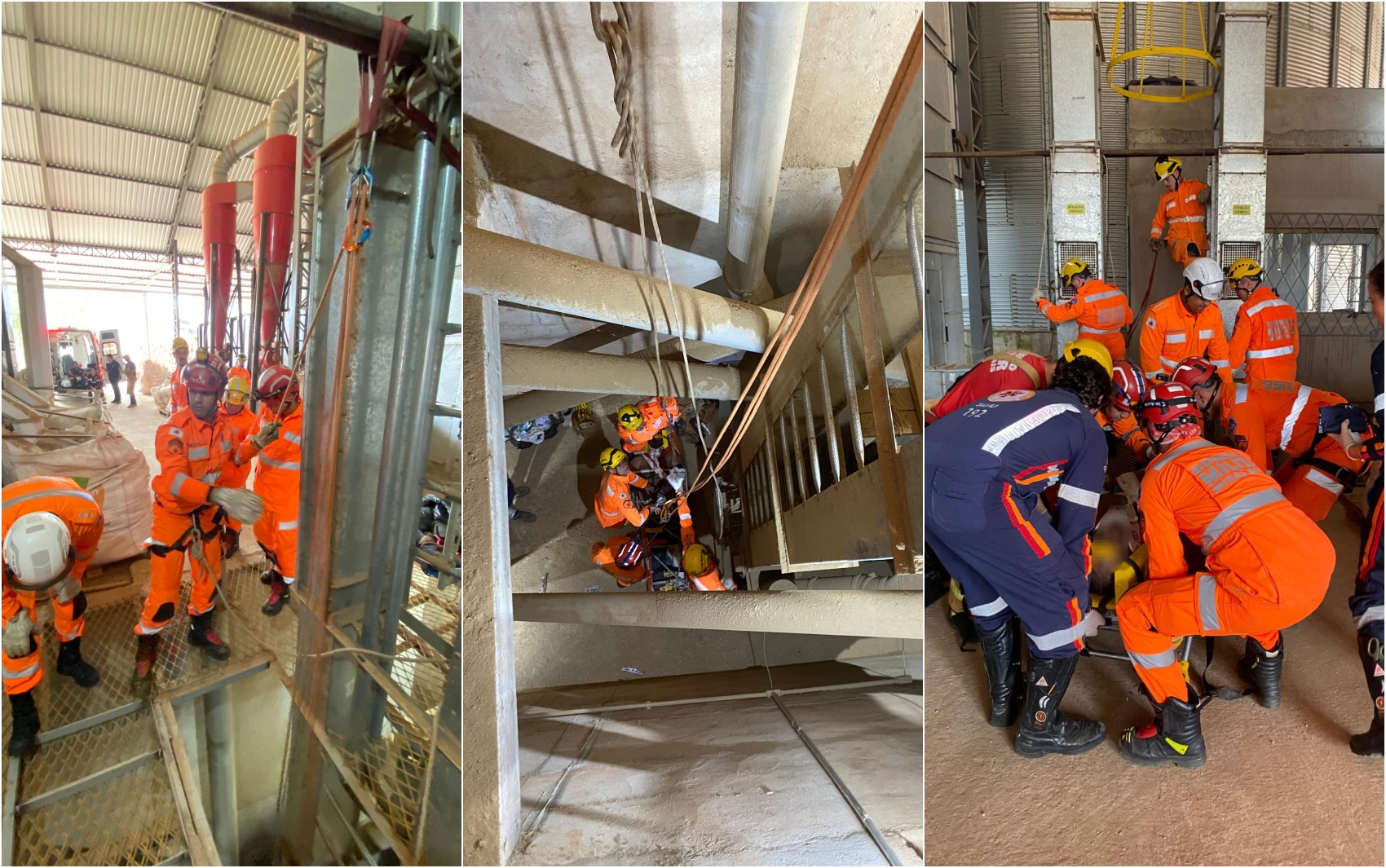 Trabalhador sofre ferimentos graves após queda de 10 metros em elevador de grãos, em Alfenas, MG