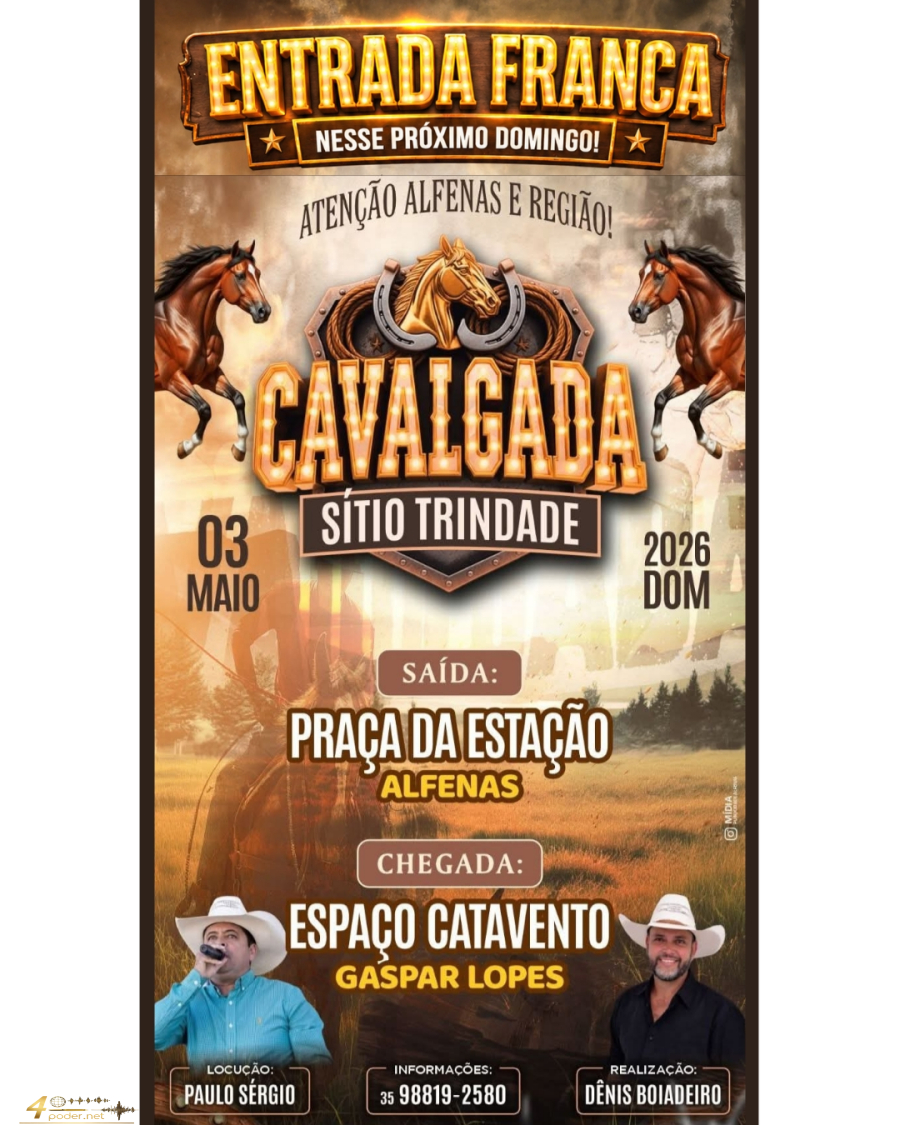 Cavalgada Sítio Trindade movimenta Alfenas tem ENTRADA FRANCA neste domingo  