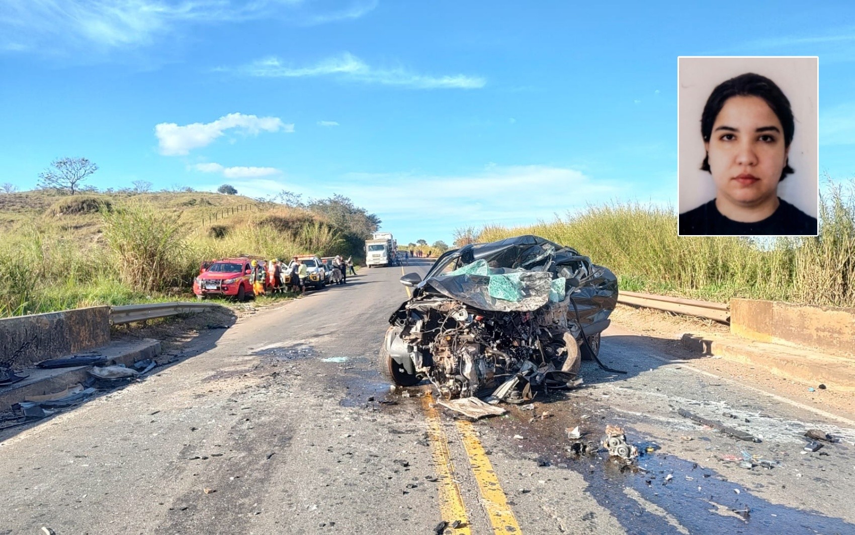 Mulher morre após caminhonete invadir contramão e bater em carro na MG-444, em Capetinga, MG