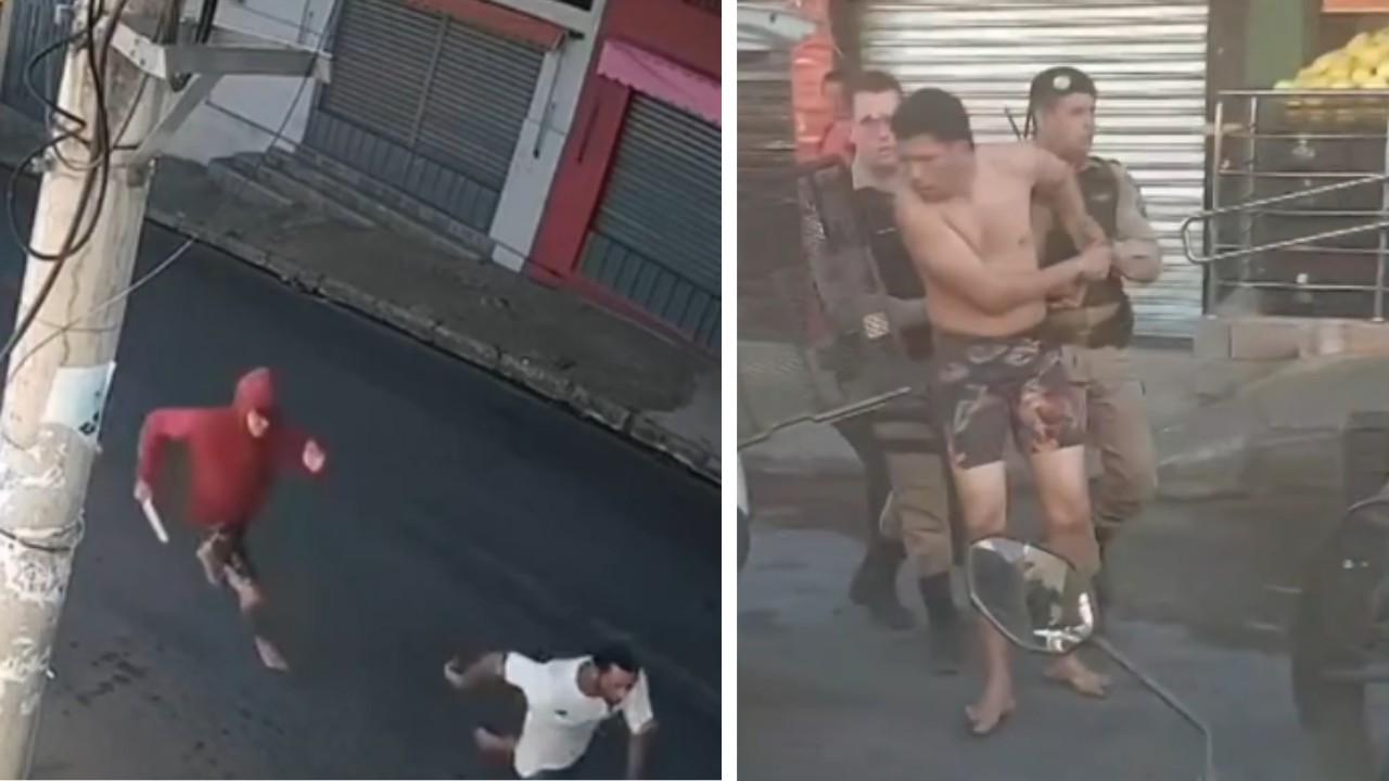 Homem é preso após esfaquear colega de trabalho da ex; vídeo mostra confusão
