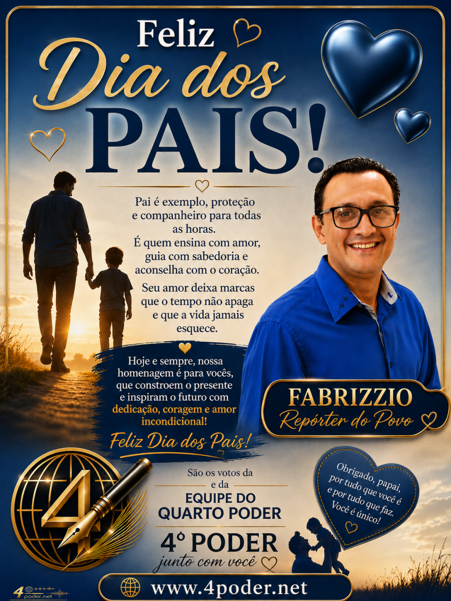 “Feliz Dia dos Pais!”   A Equipe Quarto Poder presta homenagem aos pais neste Dia dos Pais